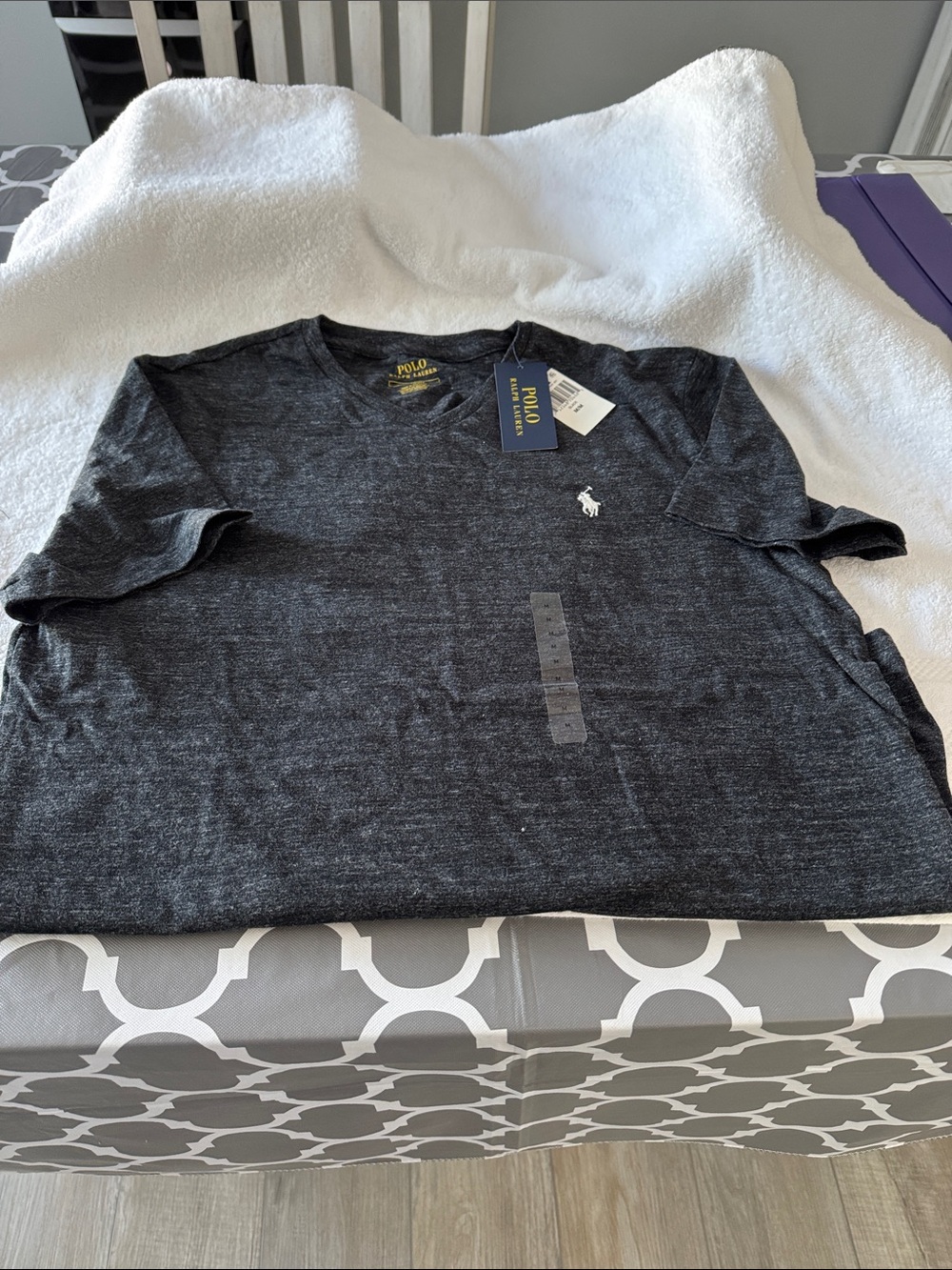 NWT Polo Ralph Lauren Gray V-Neck T-Shirt Classic Pony Logo Size M